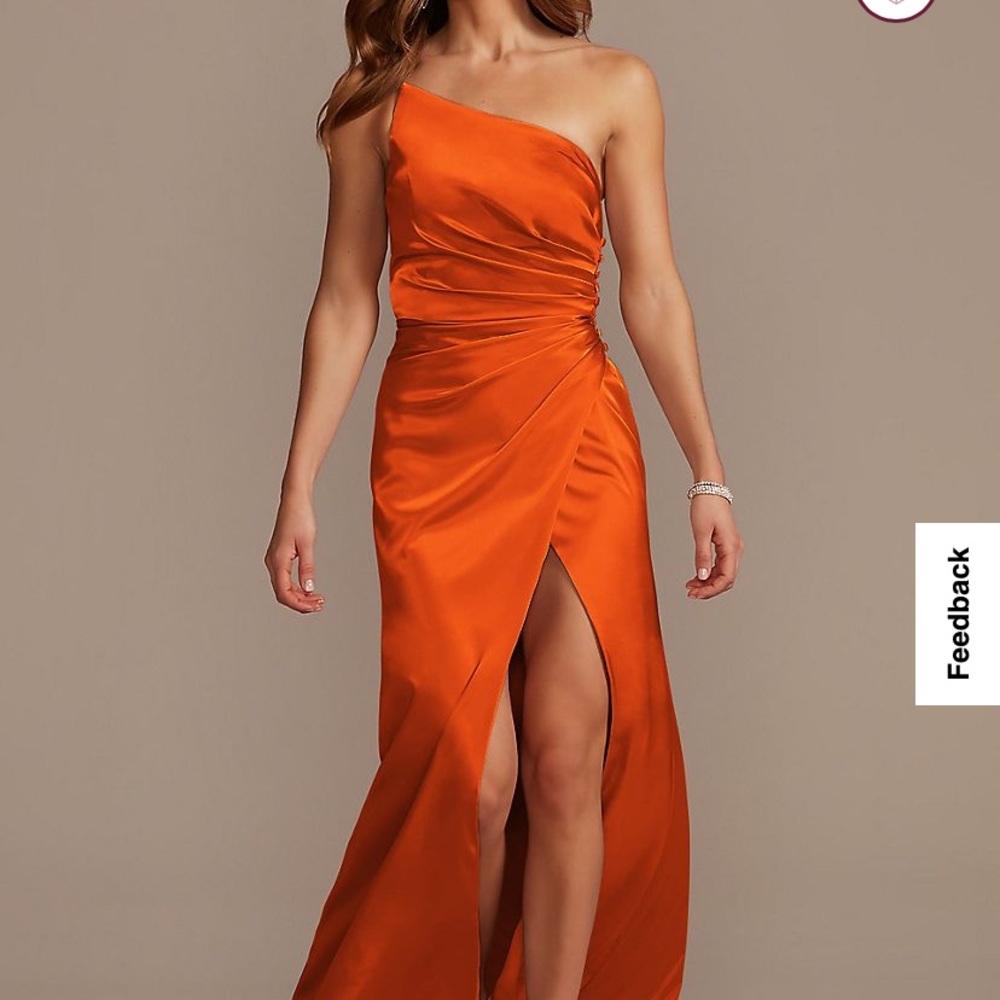 Charmeuse Draped One-Shoulder Bridesmaid Dress in Color Sienna